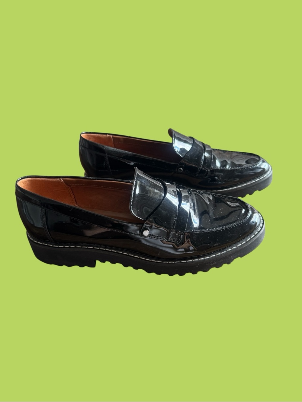 Franco Sarto Black Patent Leather Women's Loafers
